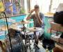 Bryan, sitting in on drums with Cecilia's Fall. photo by Jenny R